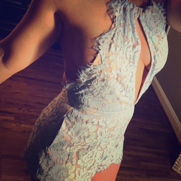 Blue lace short jumpsuit molly green - Picture 2 of 5